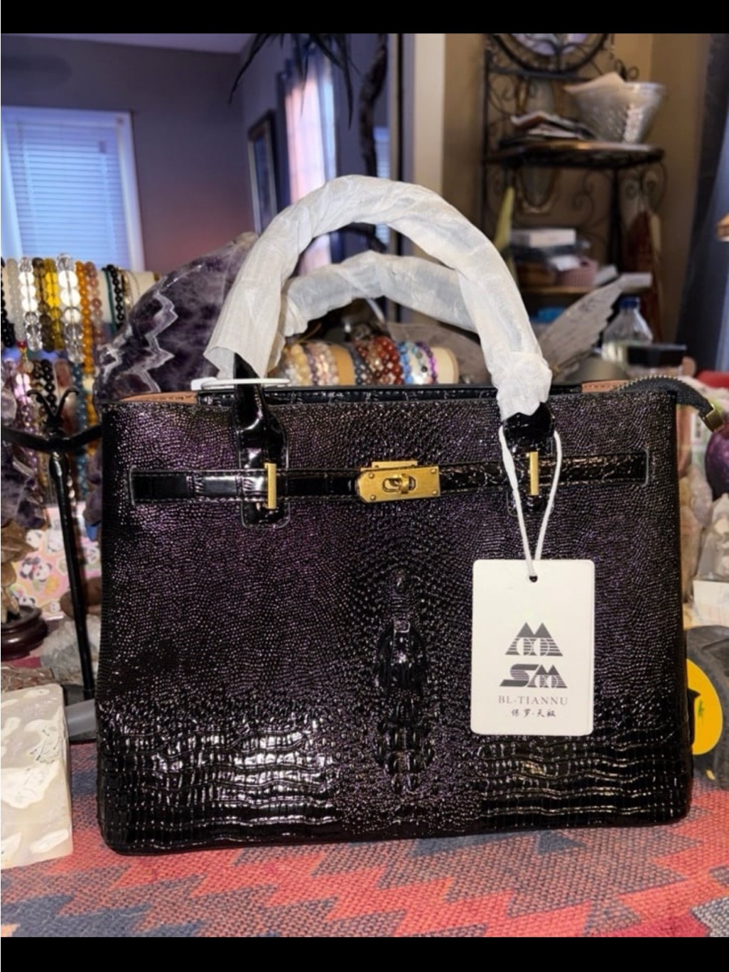 Black Crocodile Leather Purse